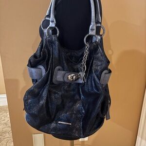 Donald J. Pliner Blur/Black Metallic Shoulder Bag with Slouchy Design